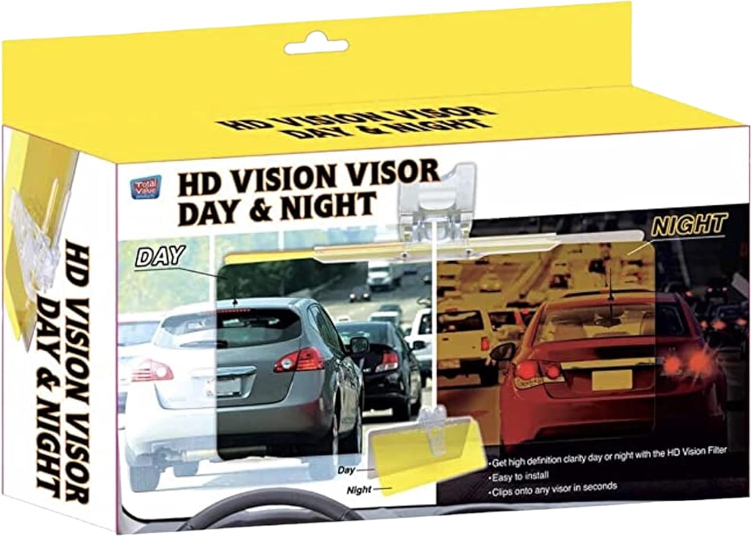Hd Vision Visor -Day Night Reduces Blinding Glare Safe Driving Sun Protection Enhances Color Clarity Contrast